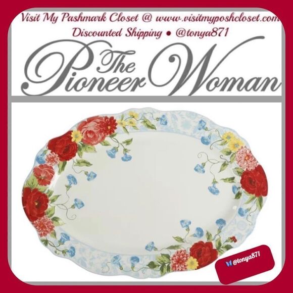 🦋 New Pioneer Woman Sweet Rose Serving Platter, Qty 1 - Picture 1 of 7